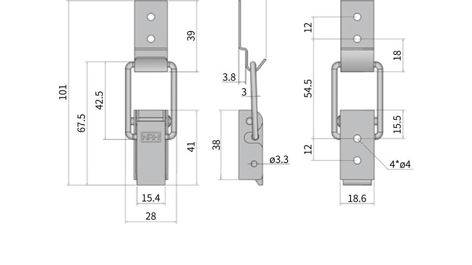 长型搭扣_军用箱搭扣锁_304不锈钢、铁搭扣5422-66