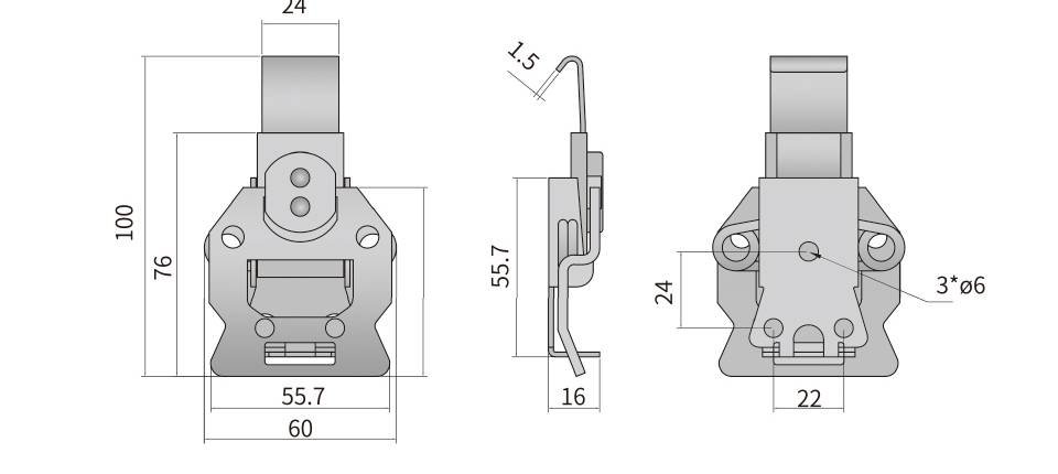军用搭扣_工业蝶形搭扣锁_军用滚塑箱搭扣6330-90