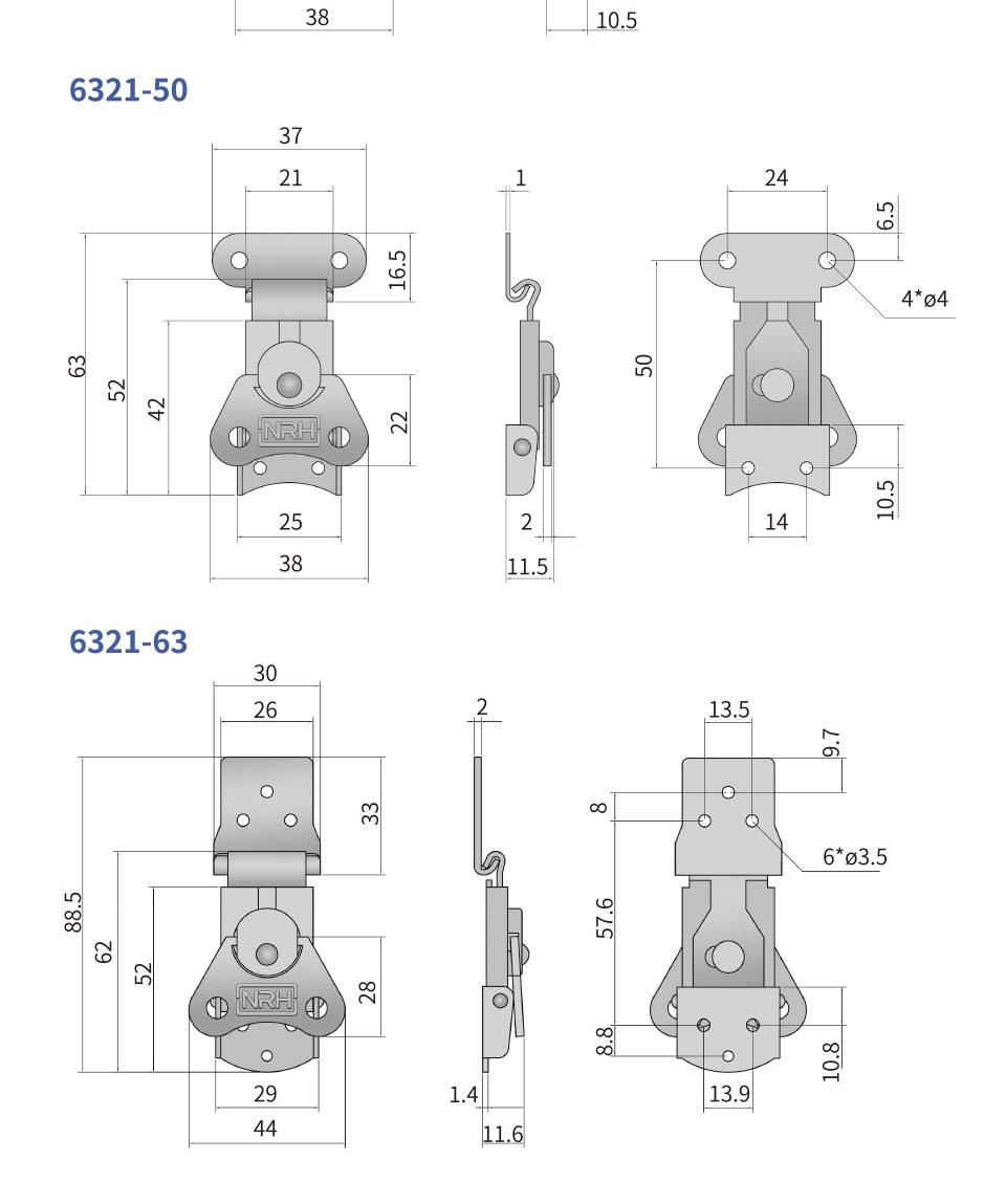 军用搭扣_蝴蝶锁扣定制_工具箱不锈钢搭扣6321-63