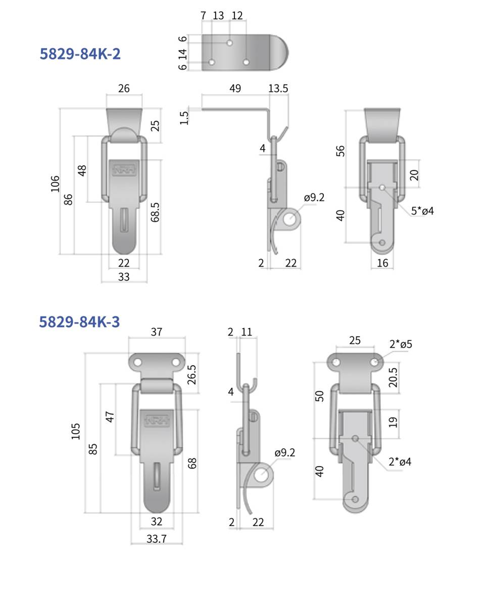 异形搭扣_军工箱锁扣_军用箱体搭扣锁5829-84K-3