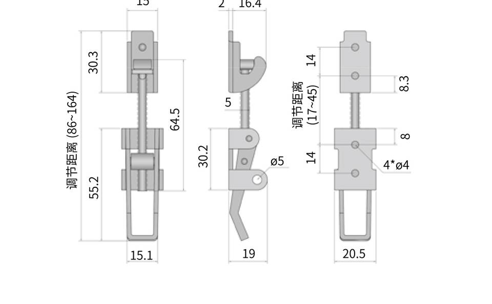 调节搭扣_小型不锈钢调节搭扣_不锈钢调节式搭扣5611-86K